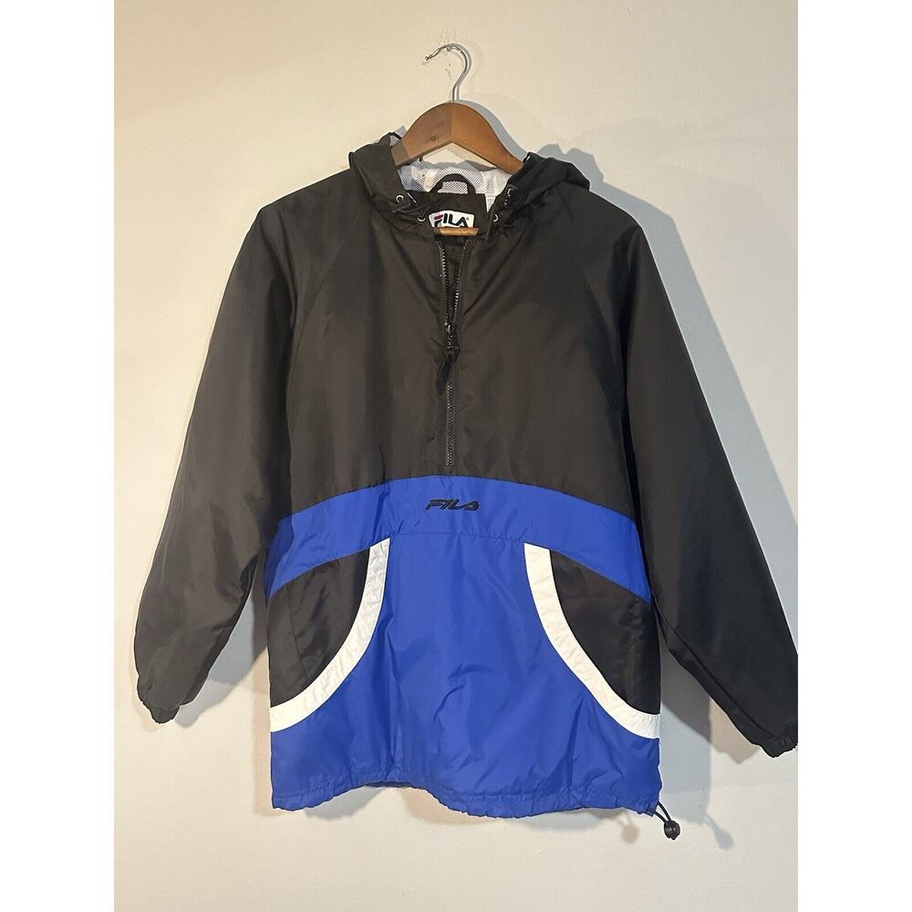 Vintage 90s FILA Quarter-Zip Embroidered Puffer Jacket Double Sided-S